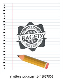 Tragedy emblem drawn in pencil. Vector Illustration. Detailed.