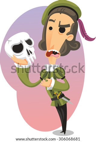 The tragedy of Hamlet vector cartoon illustration