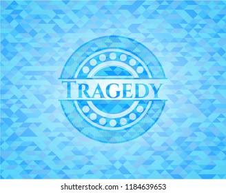 Tragedy light blue emblem with mosaic background