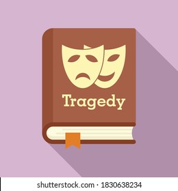 Tragedy literary genre book icon. Flat illustration of tragedy literary genre book vector icon for web design