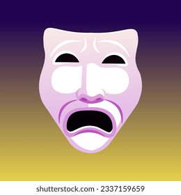 Tragedy mask. Vector theatre mask.  