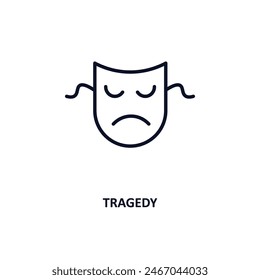 tragedy outline icon.  Thin line icon from cinema collection. Editable vector isolated on white background