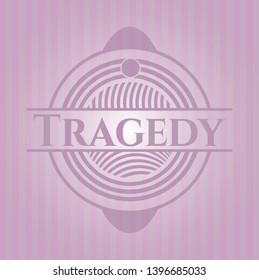 Tragedy retro pink emblem. Vector Illustration. Detailed.