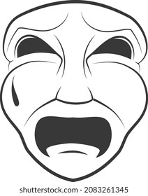 Tragedy Symbol. Crying Face Mask. Drama Theater Sign