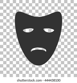 Tragedy theatrical masks. Dark gray icon on transparent background.