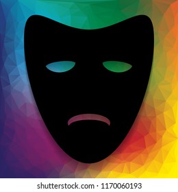 Tragedy theatrical masks. Vector. Flat style black icon on white.