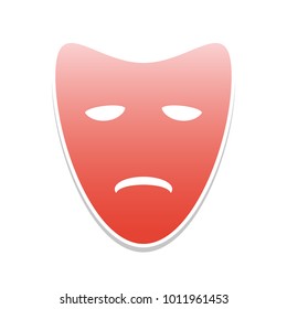 Tragedy theatrical masks. Vector. Reddish icon with white and gray shadow on white background. Isolated.