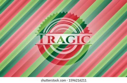 Tragic christmas colors style badge. Vector Illustration. Detailed.