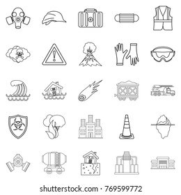 Tragic icons set. Outline set of 25 tragic vector icons for web isolated on white background