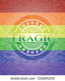 Tragic lgbt colors emblem. Vector Illustration. Mosaic.