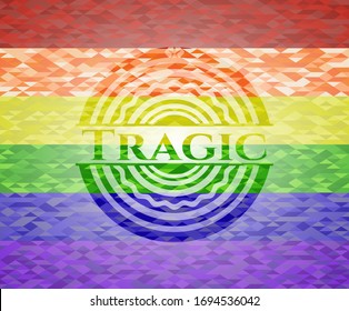 Tragic lgbt colors emblem. Vector Illustration. Mosaic.