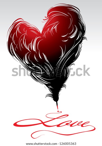 Tragic Love Romantic Illustration Writing Pen Stock Vector (Royalty