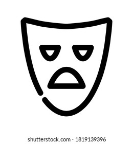 Tragic mask outline icon. Element from the set dedicated to the theater.