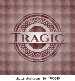 Tragic red geometric pattern emblem. Seamless.