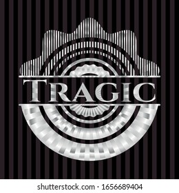 Tragic silver shiny emblem]. Vector Illustration. Mosaic.