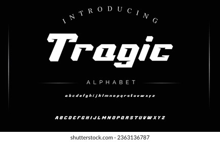 Tragic Sport Modern Future bold Alphabet Font. Typography urban style fonts for technology, digital, movie logo bold style. vector illustration