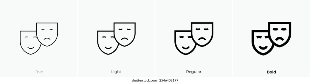 tragicomedy icon. Thin, Light Regular And Bold style design isolated on white background