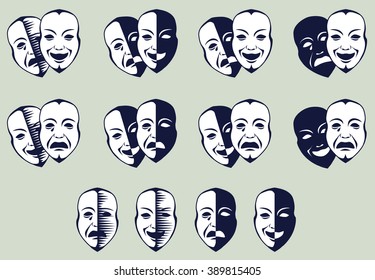 Tragicomic theater masks