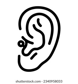 vector de icono de la línea de perforación de tragus. señal de arete de perforación de tragus. símbolo de contorno aislado ilustración negra