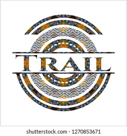 Trail arabic badge background. Arabesque decoration.