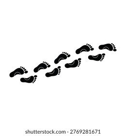 a trail of black footprints on a white background leaving a lasting impression