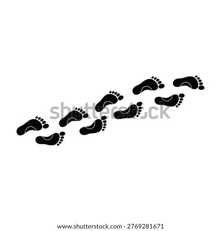 a trail of black footprints on a white background leaving a lasting impression