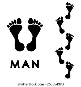 Trail of black human bare footsteps isolated on white background vector