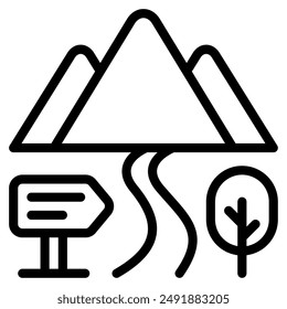 Trail camping holiday icon illustration