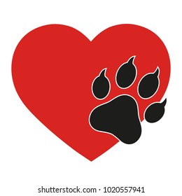 trail of a dog in the heart on a white background