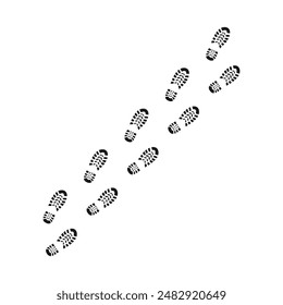 Trail footprints vector illustration. Shoe footsteps isolated on white background