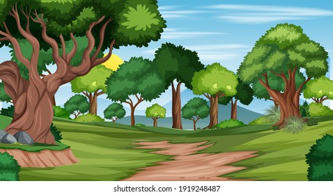 Wanderweg in der Waldlandschaft, Illustration