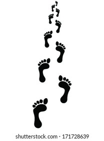 Trail forward of human footsteps, vector