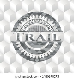 Trail grey badge with geometric cube white background