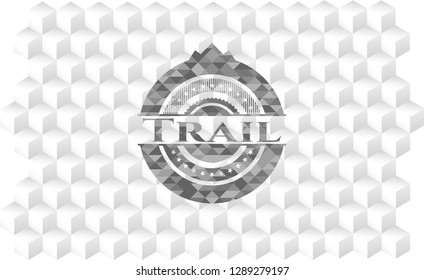 Trail grey emblem with geometric cube white background