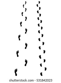 Trail of human and baby bare feet, vector wallpaper