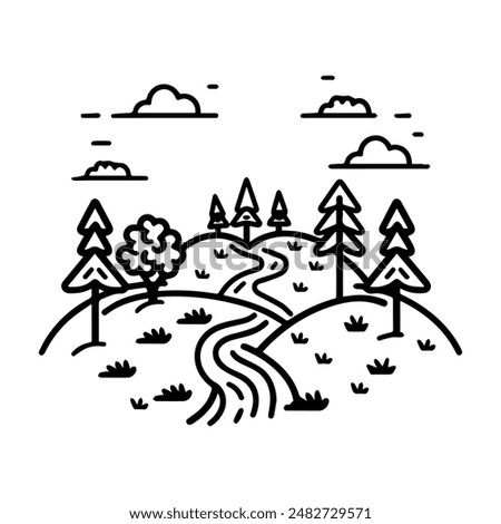 trail icon or modern line symbol. Vector line art and icon design with bold outline. Black and white Pixel Perfect minimalistic symbol isolated white background. Silhouette simple thin sign