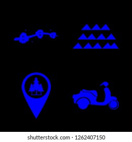 trail icon set about smoke, woods marker, mountain and bike vector set