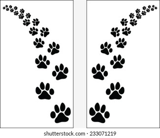 Trail left and right of footsteps of dogs, vector illustration