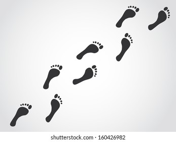 Trail of man footsteps