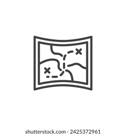 Trail Map line icon. linear style sign for mobile concept and web design. Trail map outline vector icon. Symbol, logo illustration. Vector graphics