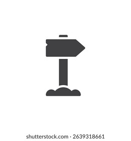 Trail marker vector icon. filled flat sign for mobile concept and web design. Wooden sign with arrow glyph icon. Symbol, logo illustration. Vector graphics