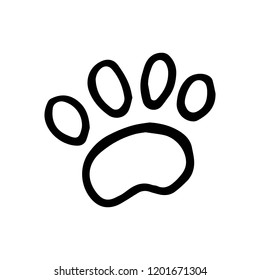 trail paw cat icon. sketch isolated object.