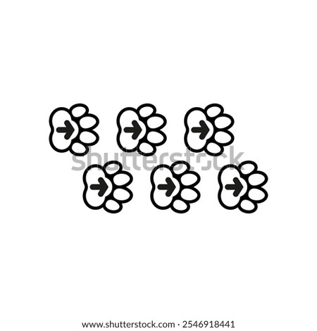 A trail of paw prints with arrow pointer. 