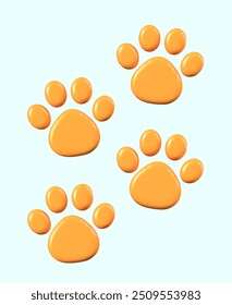 Trail of paw prints. Concept of walk with pet. Dog, cat tracking