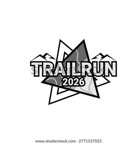 Trail Run Event Design – Dynamic Geometric Badge with Mountain Silhouette and Topographic Map