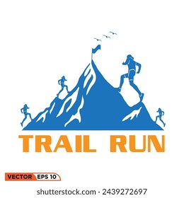 Trail run logo design template 