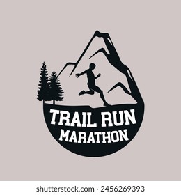  Trail Run logo Vector gráfico de ilustración
