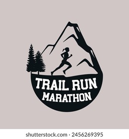  Trail Run logo Vector gráfico de ilustración