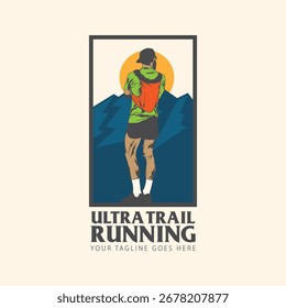 Trail Run esporte e imagem de hobbies para o vetor de logotipo