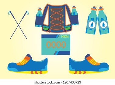 Trail running equipment concept.vector illustration